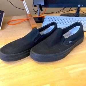 Vans black on black slides slip on authentic mens 10.5
